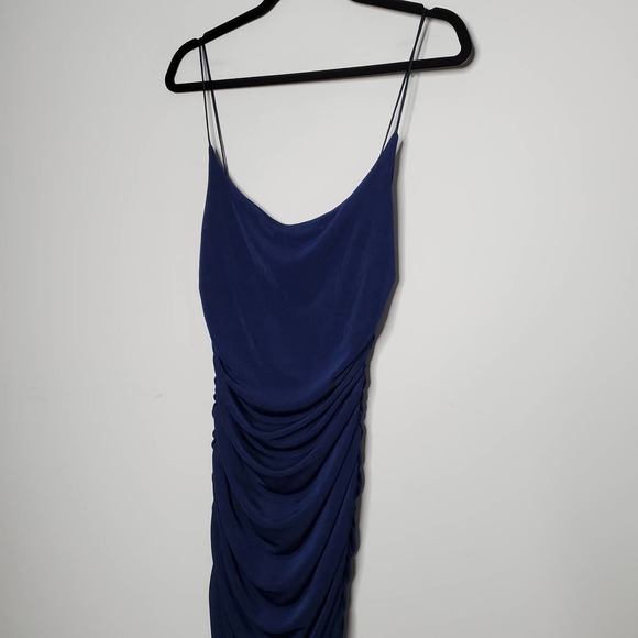 MISHA COLLECTION • Navy Blue Faith Ruched Midi Dress Sz 8 - Picture 4 of 8